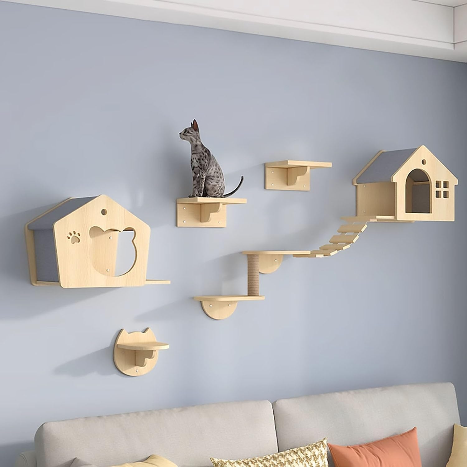 Perchoirs pour chat pour mur en bois robuste au design minimaliste