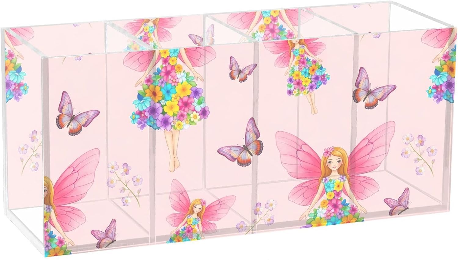 Joisal Fairy Flowers Pink Printed Pencil Holder