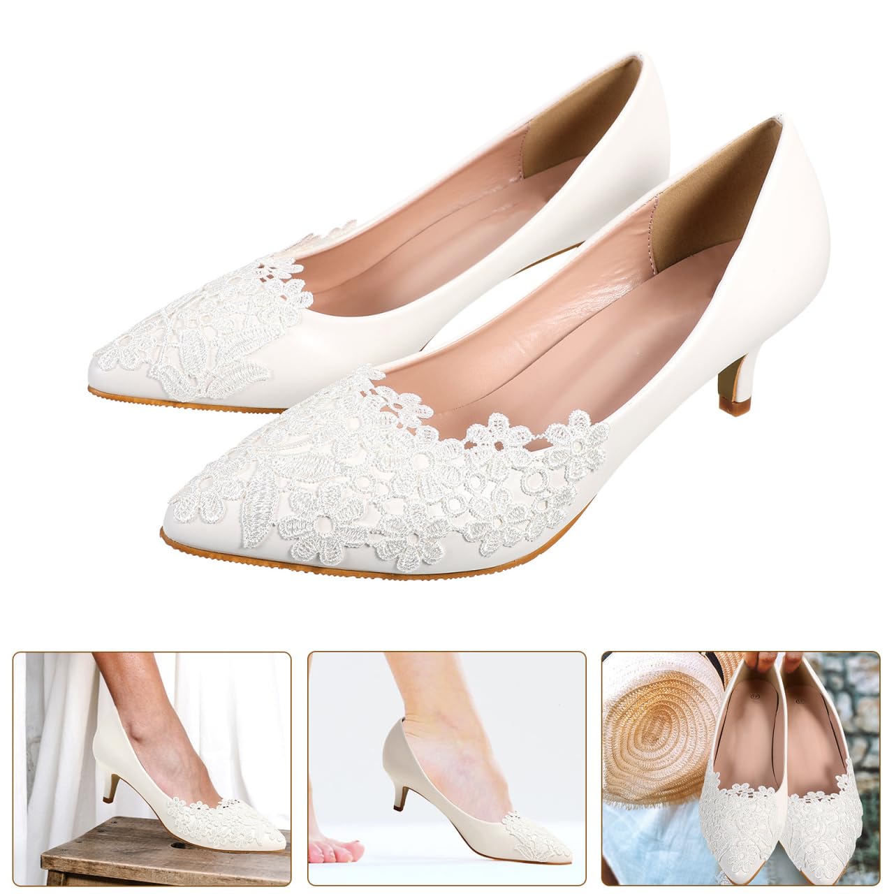 Holibanna Braut Hochzeit Abend Party Schuhe Frauen Low Heel Pumps 5Cm Kleid Elegante Schuhe