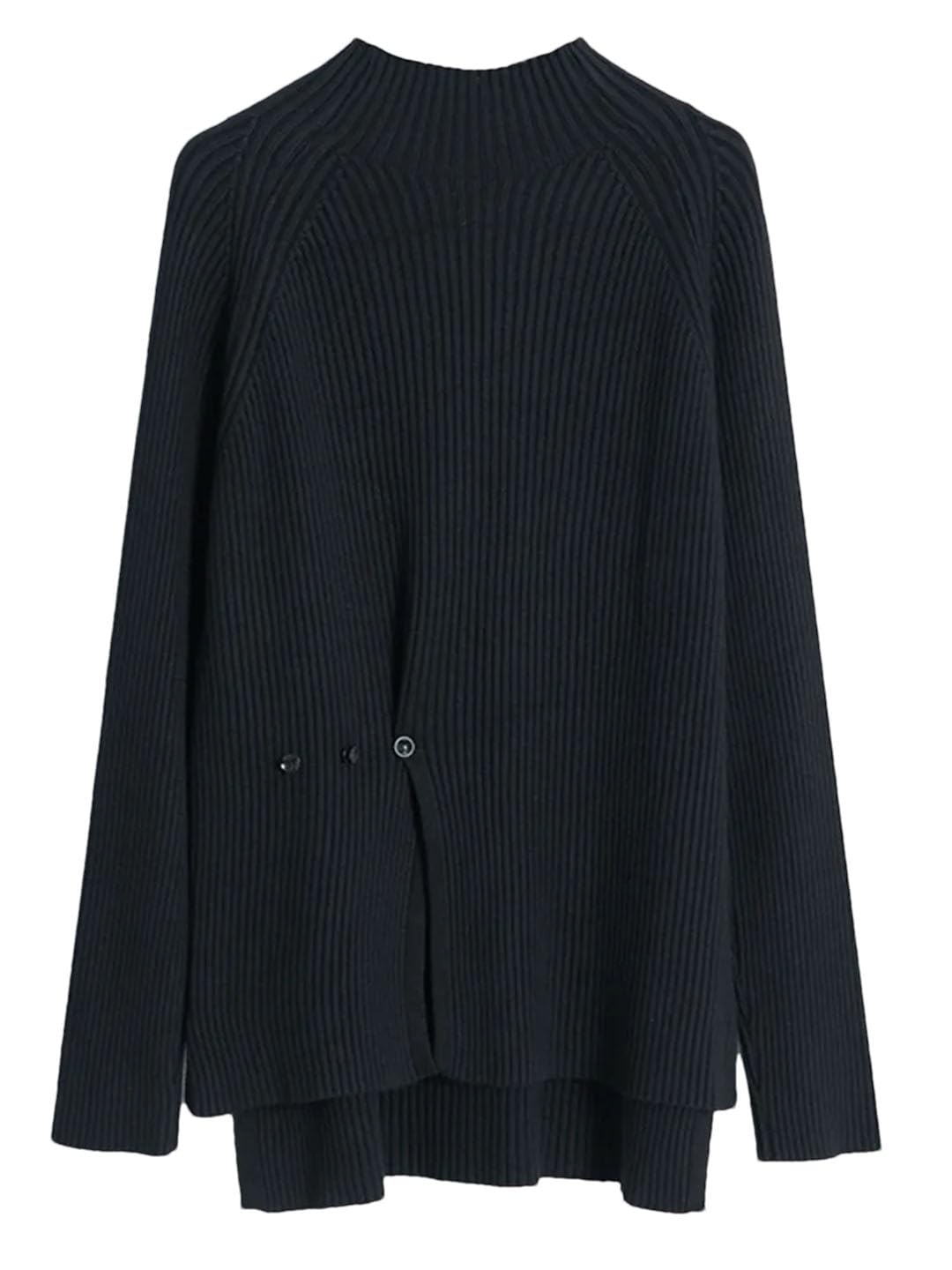 Maglioni da donna a collo alto irregolari con bottoni divisi maglione allentato solido pullover top