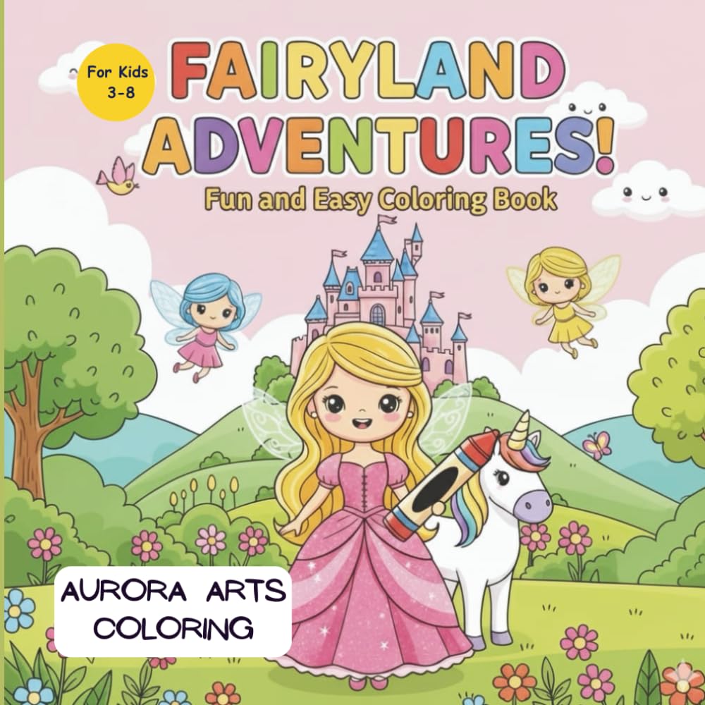 Fairyland Adventures by AuroraArts Coloring: A Book for Kids Aged 3-8| Cute Fairies, Princesses, Unicorns, Magic Castles,Fun & Easy Coloring Pages: A ... Princesses, Unicorns, & Magical Creatures