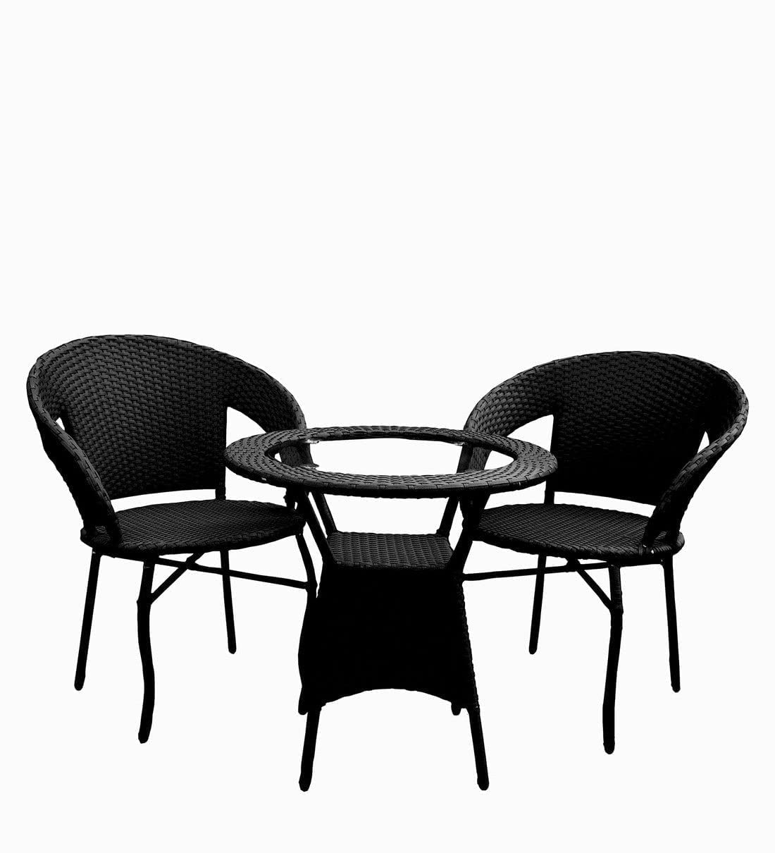 India Beautiful Outdoor Garden Furniture Set for Coffee Table, Balcony Furniture, Office Furniture Patio Seating Set Standard, (2 Chair 1 Table) (Black)-image-36