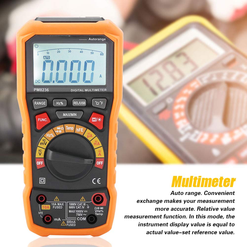 Fafeicy Auto Range Digital Multimeter, True RMS 6000 Counts, Capacitance Frequency Temperature Tester, USB Data Logging for Electricians and DIY Home Use