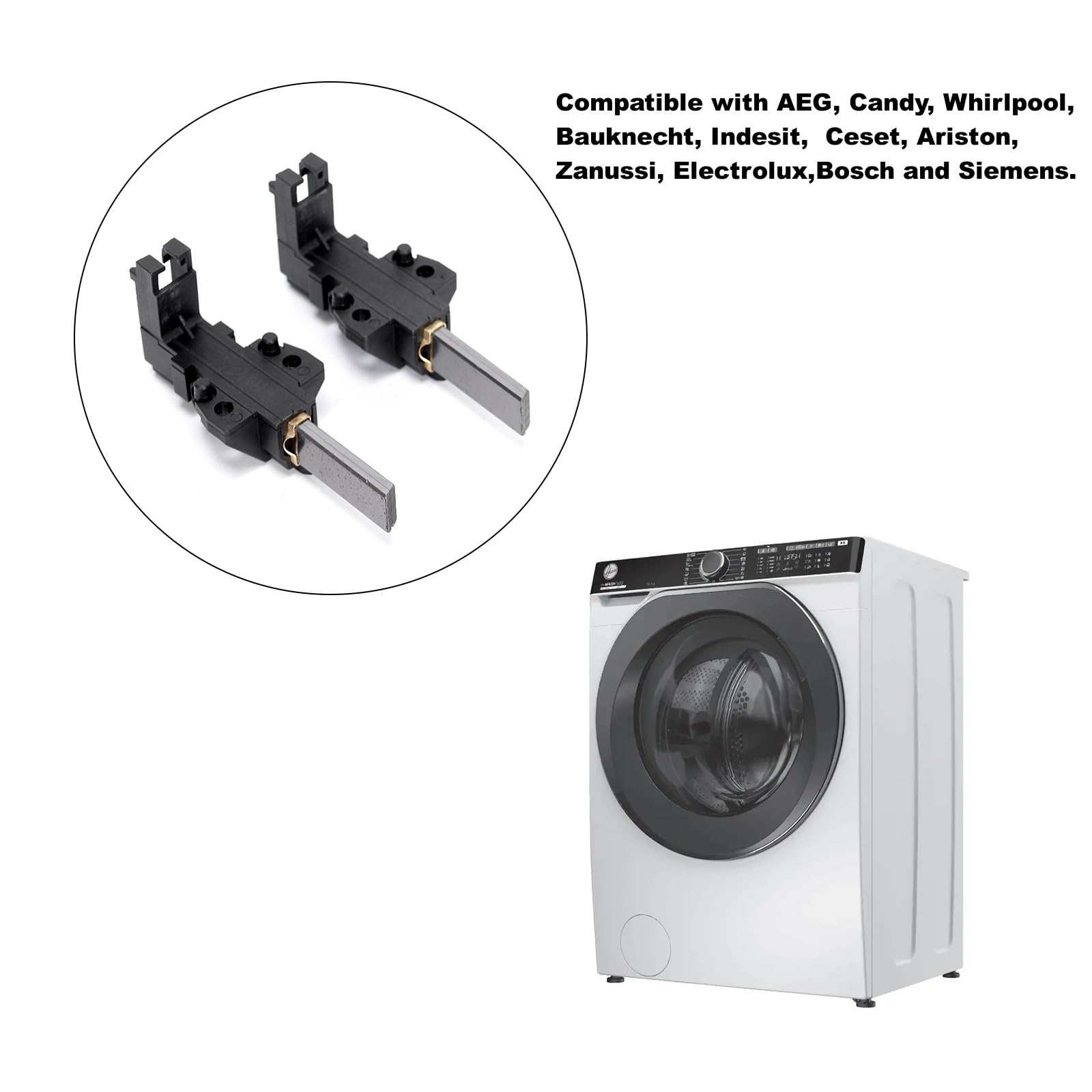 2 Cepillos De Carbono For Motor De Lavadora. Compatible Con Whirlpool Hoover Candy Indesit Ceset