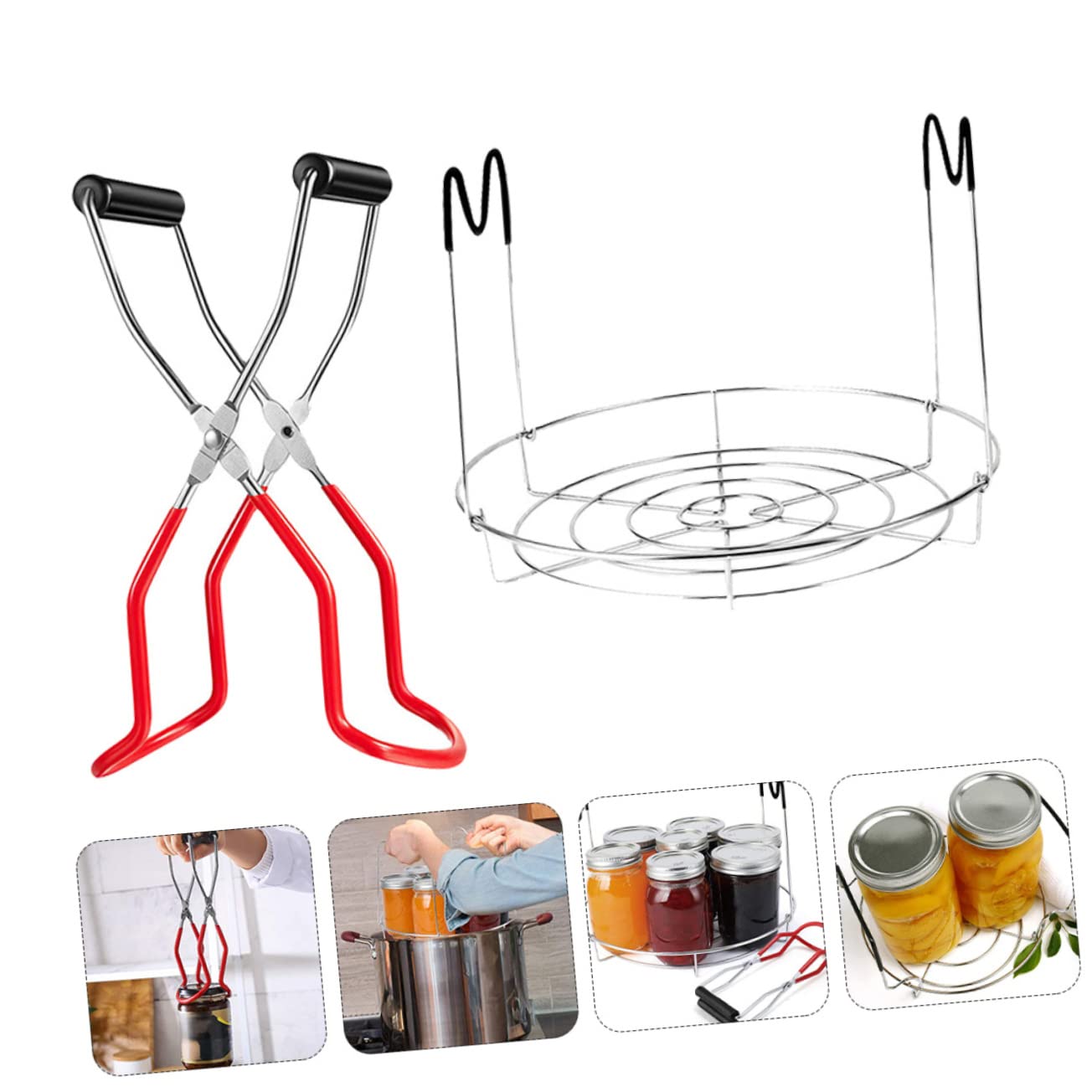 Élévateurs de Conserves Pliables et Réutilisables en Acier Inoxydable 12 Pouces Support Pratique et Cuisson à l'eau Chaude Couleur Aléatoire
