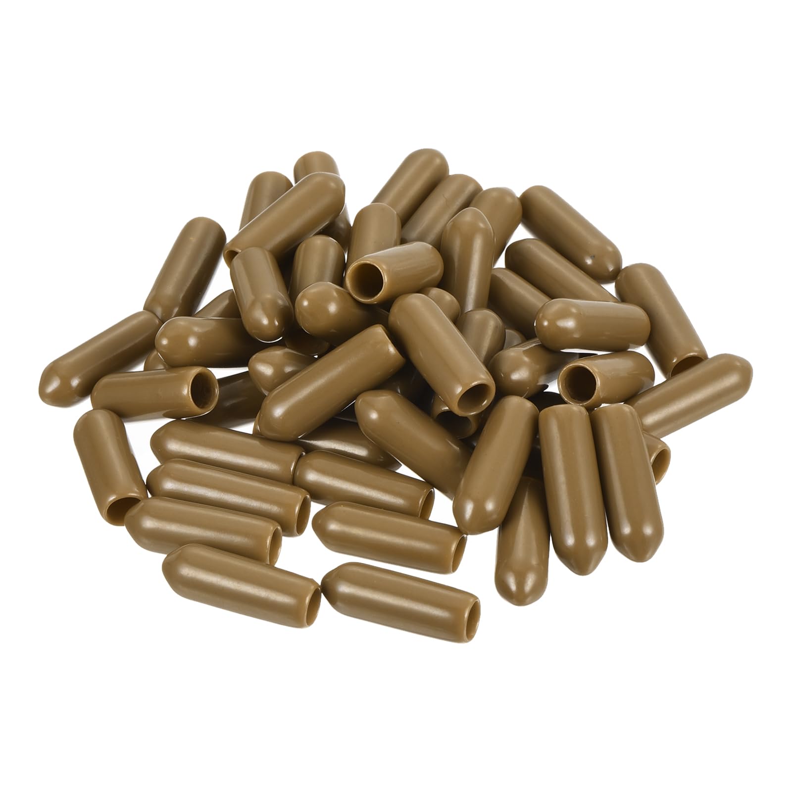 uxcell 100pcs Rubber End Caps 4.5mm(3/16") ID Vinyl PVC Round Tube Bolt Cap Cover Screw Thread Protectors Light Brown