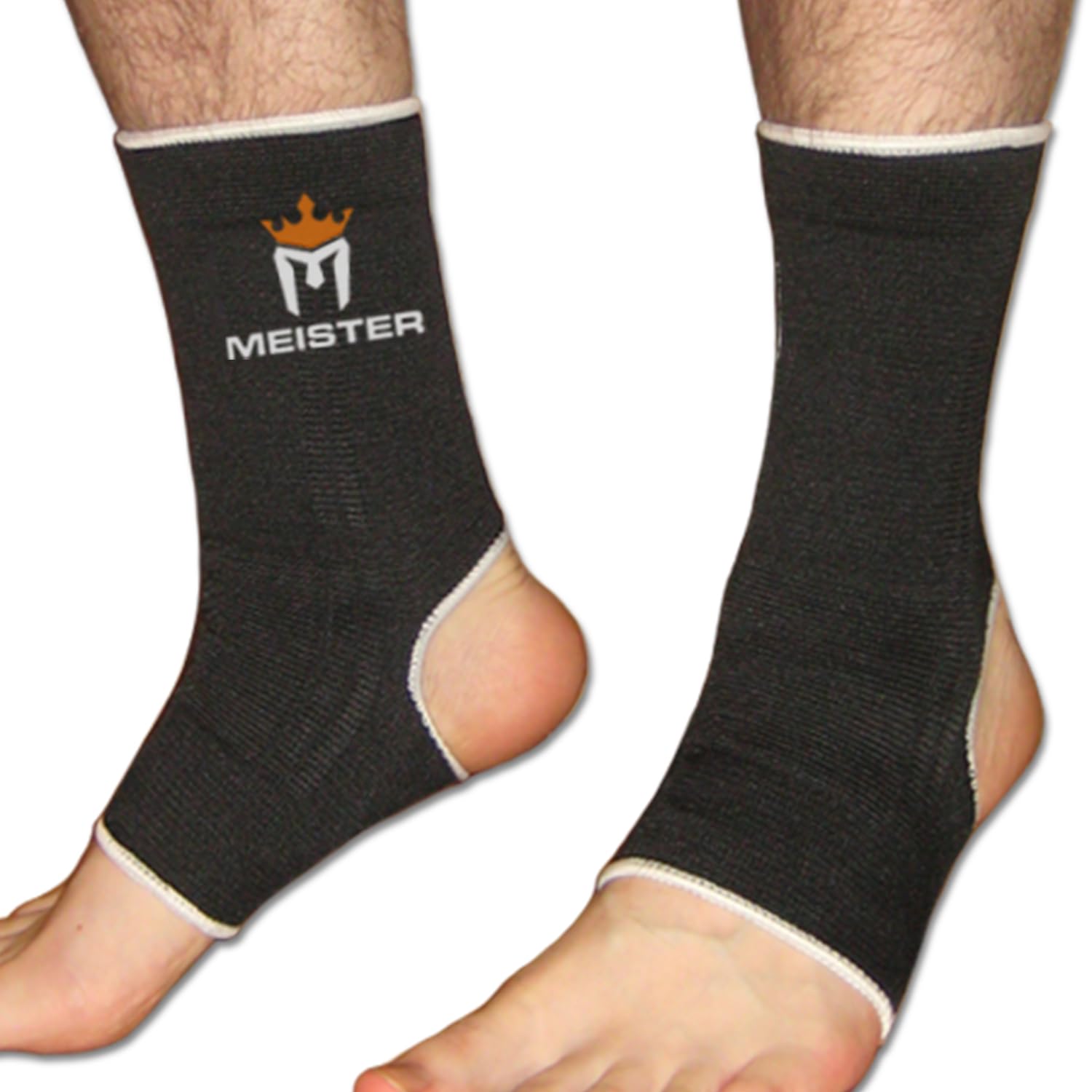 Meister Tobilleras de Sujeción para Muay Thai y MMA (Par) - Juvenil Negro