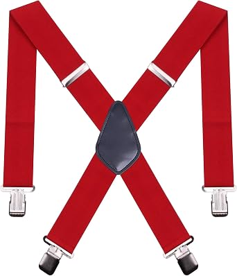 Suspenders for Mens Heavy Duty 2 Inch Work Suspenders High Elasticity and Strong Clip Adjustable Suspender Long Tall