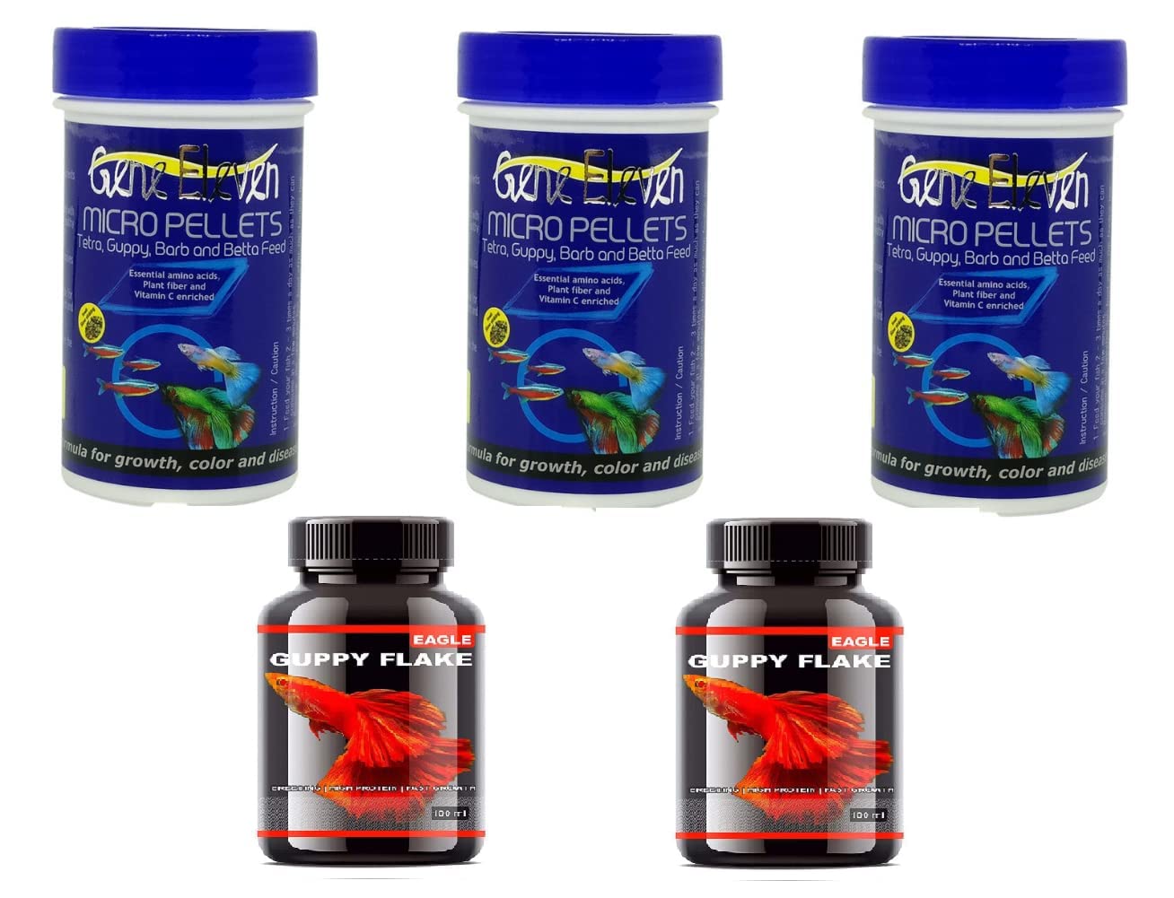 Eagle Guppy Fish Food 2pcs + Micro Pellet Fish Food 30g 3pcs (5 in 1 Combo) for Guppy,Betta,Tetra,Tropical Fish Food by Raccoonse (B0BR5VTGT3) Amazon Price History, Amazon Price Tracker