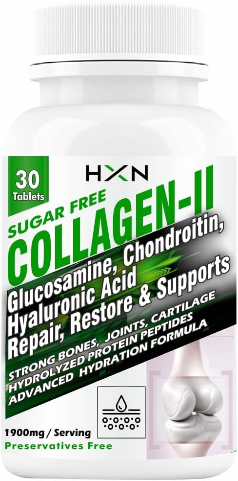 HXN Joint Support Supplement With Collagen Type 2, Glucosamine, Chondroitin, Hyaluronic Acid, And Vitamin C for keeping Joints healthy, Relives Pain, Improves Mobility, Reduces Stiffness-30 Tablets