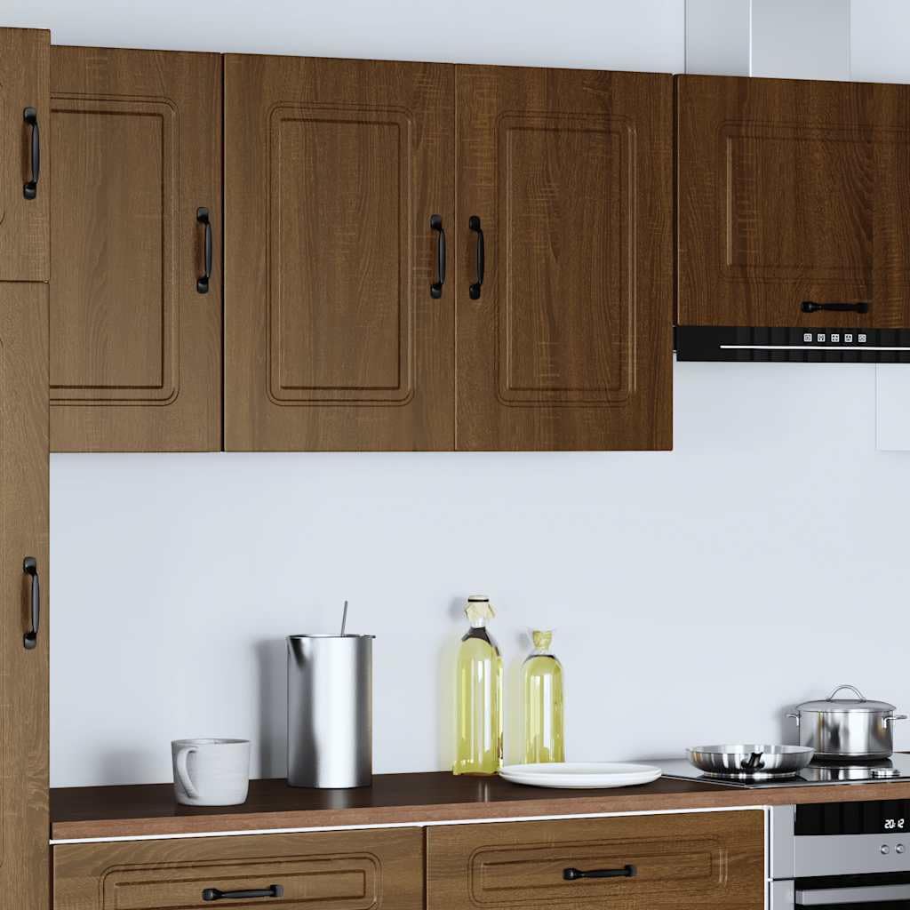 vidaXL Pensile da Cucina Kalmar Rovere Marrone in Legno Multistrato, Armadio da Cucina a Parete con Porte, Montato