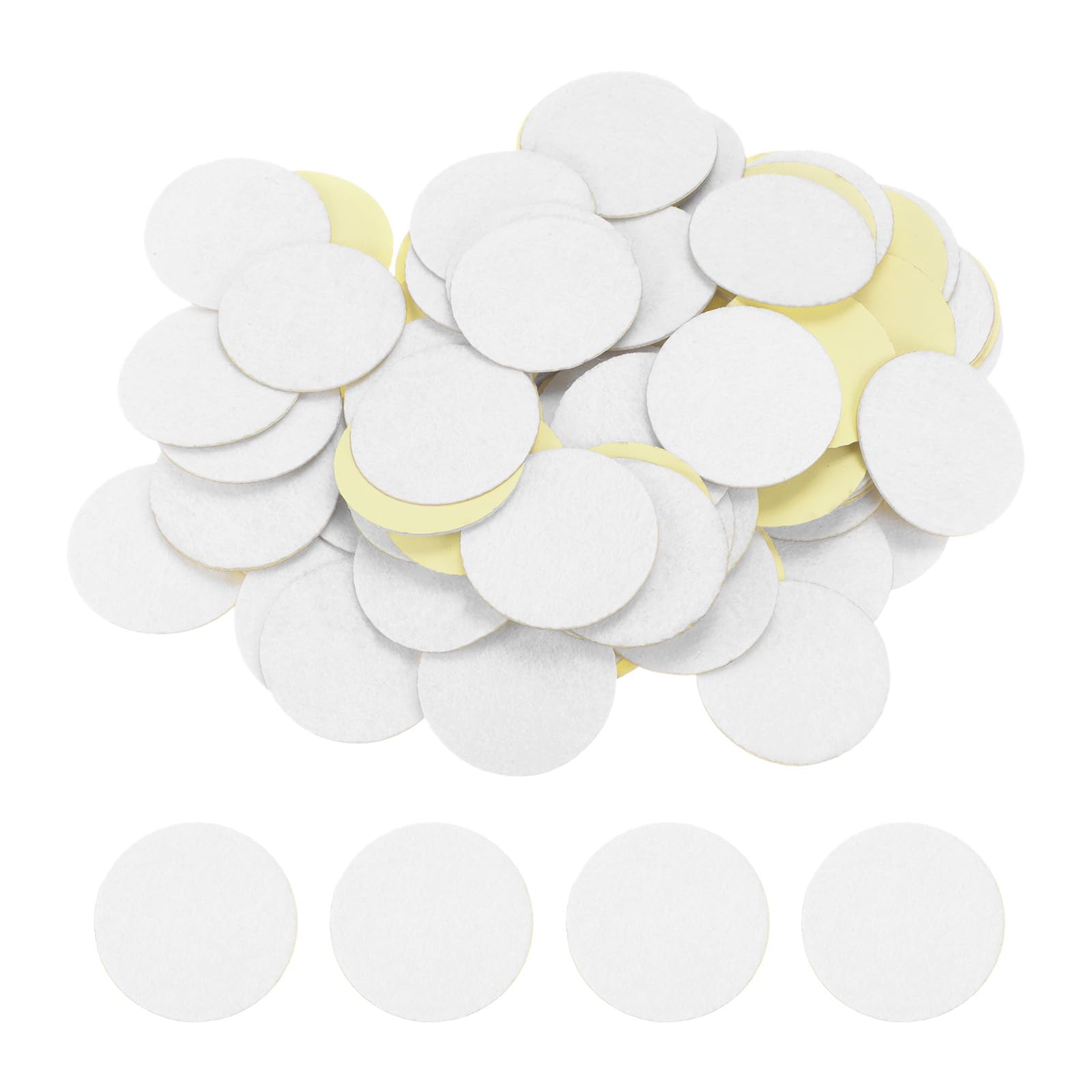 HARFINGTON 100pcs Round Adhesive Felt Circles, 40mm 1-1/2" Pre Cut Craft Stickers Non-Woven Mini Felt Fabric Circles for DIY Sewing Handcraft Cut Projects, White