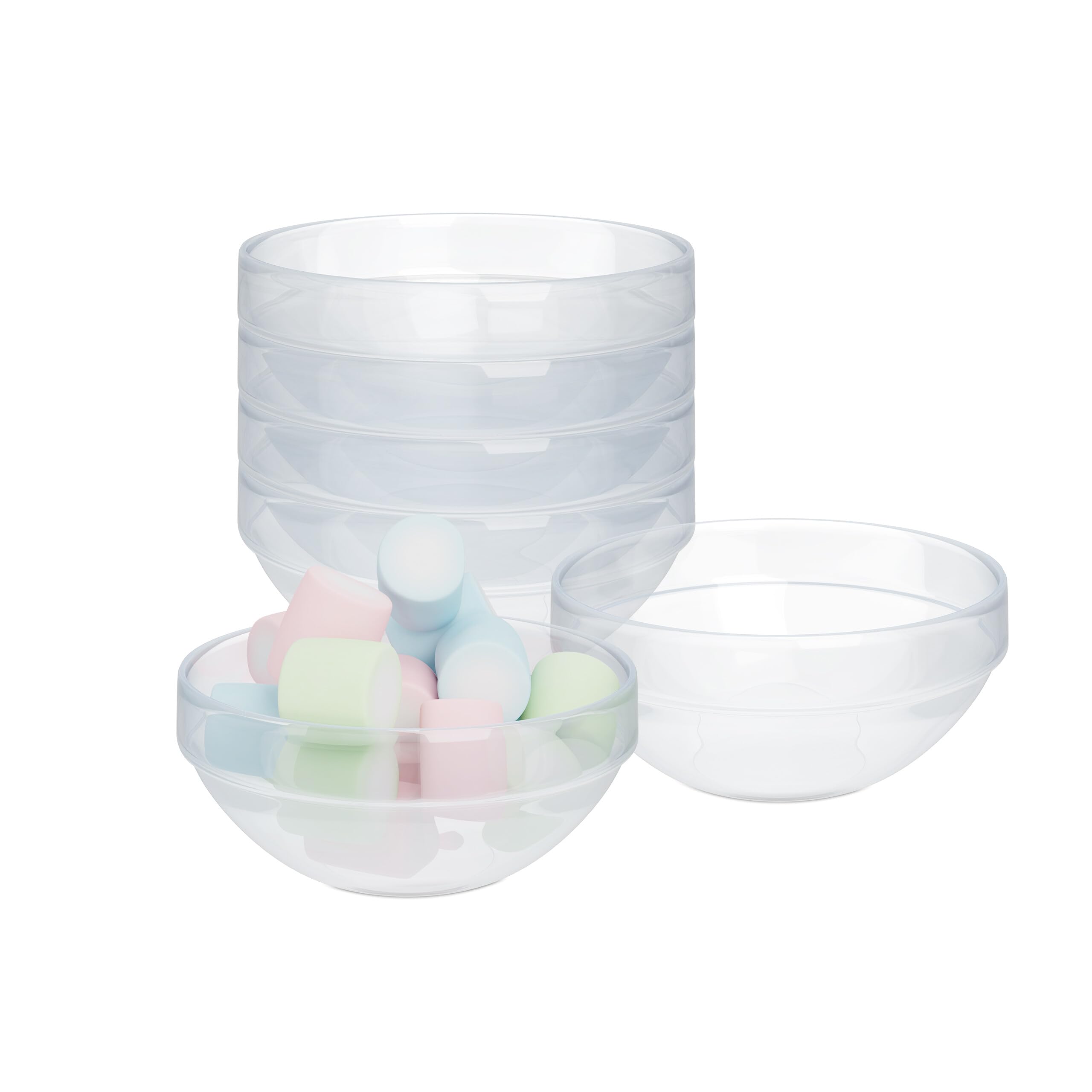 Relaxdays Glass Dessert Bowls, Set of 6, 300 ml, for Pudding, Salads and Snacks, Round Serving Dishes, Transparent