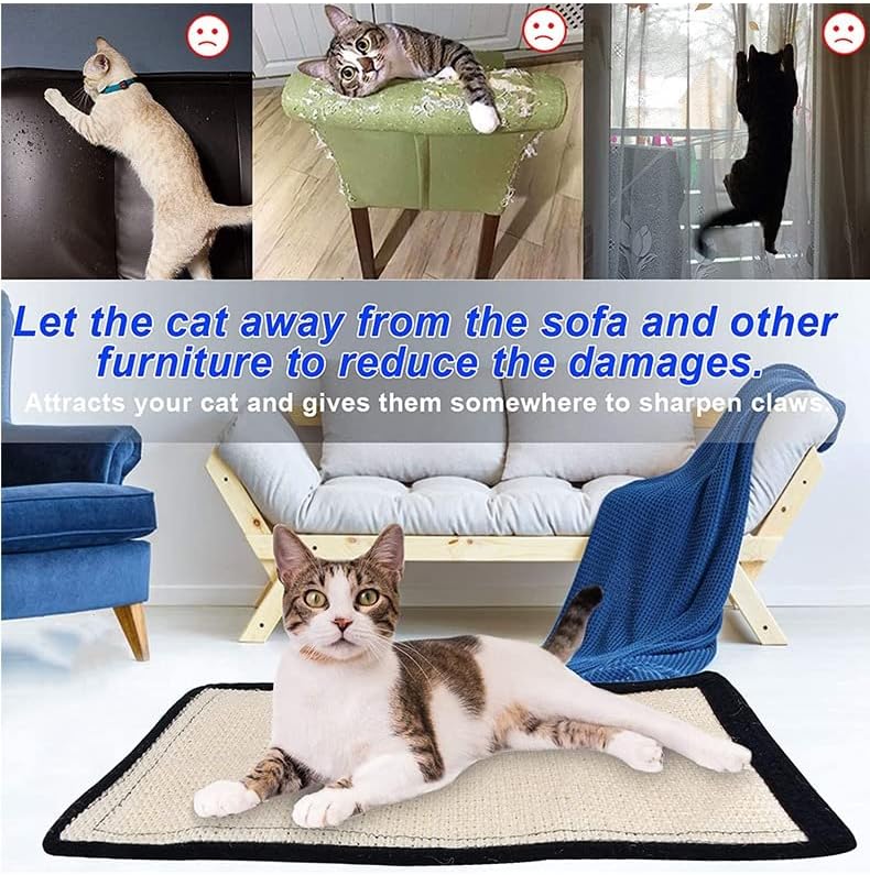 review Cat Scratcher for Indoor Cats Natural Sisal Cat Scratching Mat Furniture Protector Cat Scratch Couch Cover Cat Scratch Pad with Hair Bulb for Grinding Claws Furniture Couch Carpet Sofa Protection