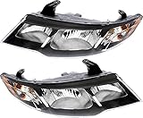 For Kia Forte Hatchback : 2011 | Koup : 2009 Headlights Lamps Set 2010 2011 2012 Halogen Driver and Passenger Side