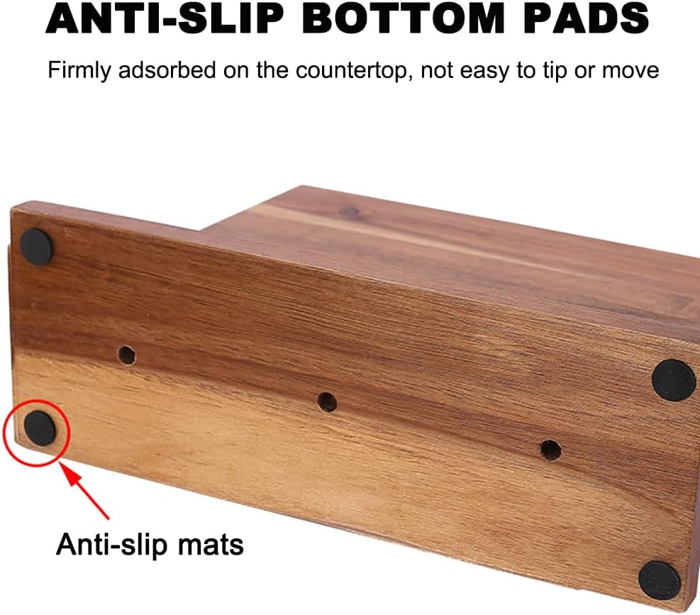 Double-Sided Wooden Magnetic Knife Holder, Universal Tableware Knife Holder, with Super Strong Magnets And Anti-Slip Feet, Suitable for Knives Up To 21 Cm Long