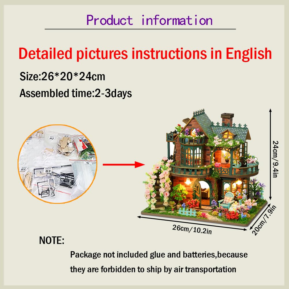 DIY miniaturowy domek dla lalek zestaw 3D drewniany miniaturowy domek dla lalek ze światłem LED i osłoną przeciwpyłową dla dorosłych unikalne prezenty dla nastolatków