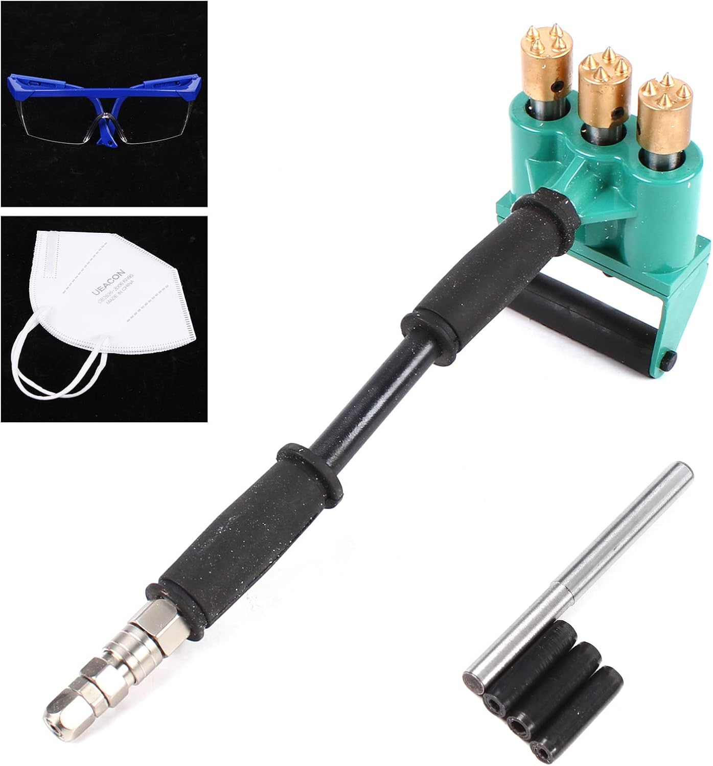 Pneumatic Hand-held Chisel, Three-head Pneumatic Concrete Air Scabbler Handheld Chisel Hammer Depth 3-5mm for Concrete Pavement Bridge