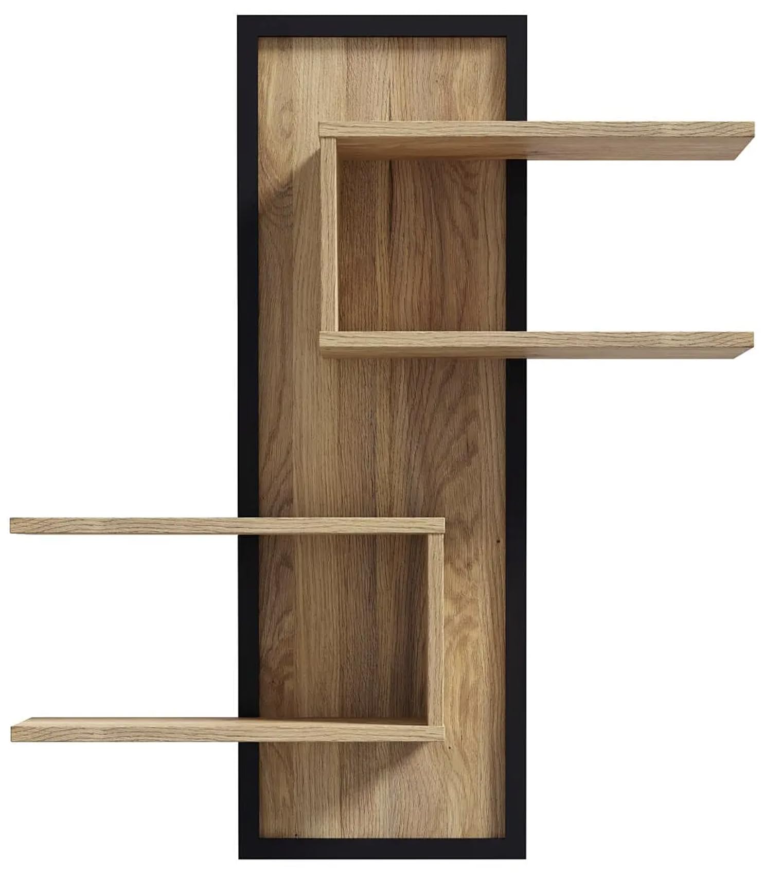 Forte JYTANA Wandregal 100 105, skandinavisches Wandregal mit Ablage, Holzwerkstoff, Mauvella Eiche Holzdekor, 102,6 cm breit x 122,5 cm hoch x 21,9 cm tief