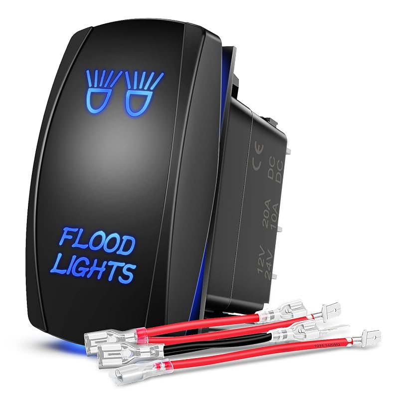Interruptor tipo rocker Nilight ON-OFF de 5 pinos para barra de LED e faróis auxiliares – 1 unidade