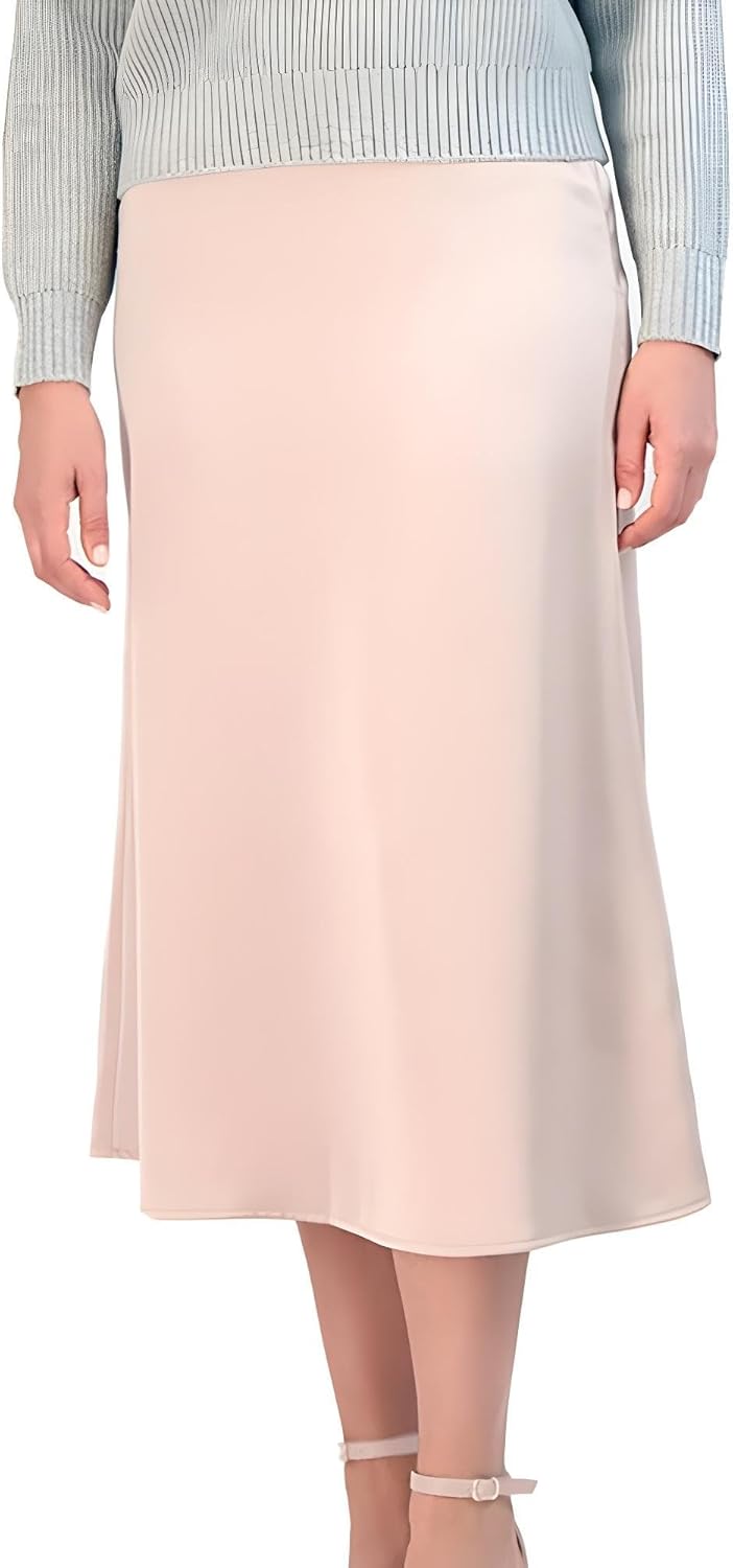 French Connection Women's Satin High-Waisted Midi Skirt - Flared A-Line, Chic Casual Style for Work or Weekend - Image 4