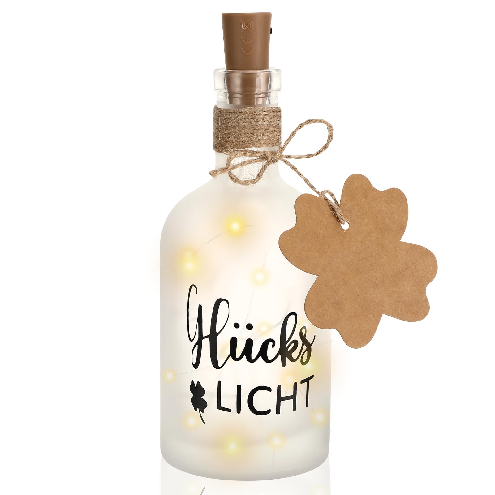 Farerkass Geschenke für Frauen, Geburtstagsgeschenk für Frauen, LED Flaschenlicht Glückslicht mit Spruch, Beleuchtete Dekoflasche mit Korkstopfen für Freundinnen Geburtstag Weihnachten Hochzeit