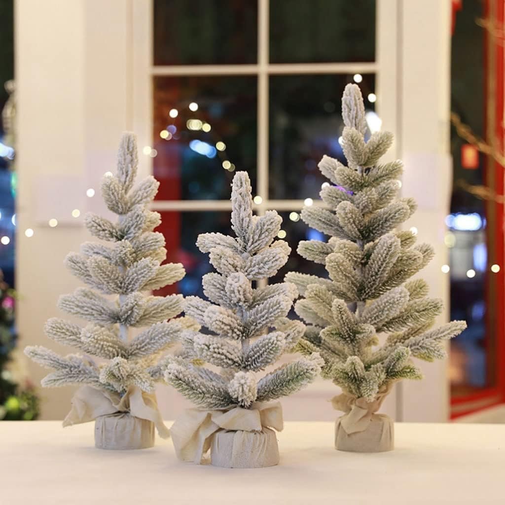 ZUMAHA Mini Albero di Natale da Tavolo, Albero Artificiale Floccato in PE, Set Fai-da-Te per Albero da Tavolo per Decorazioni da Tavolo per Feste di Natale
