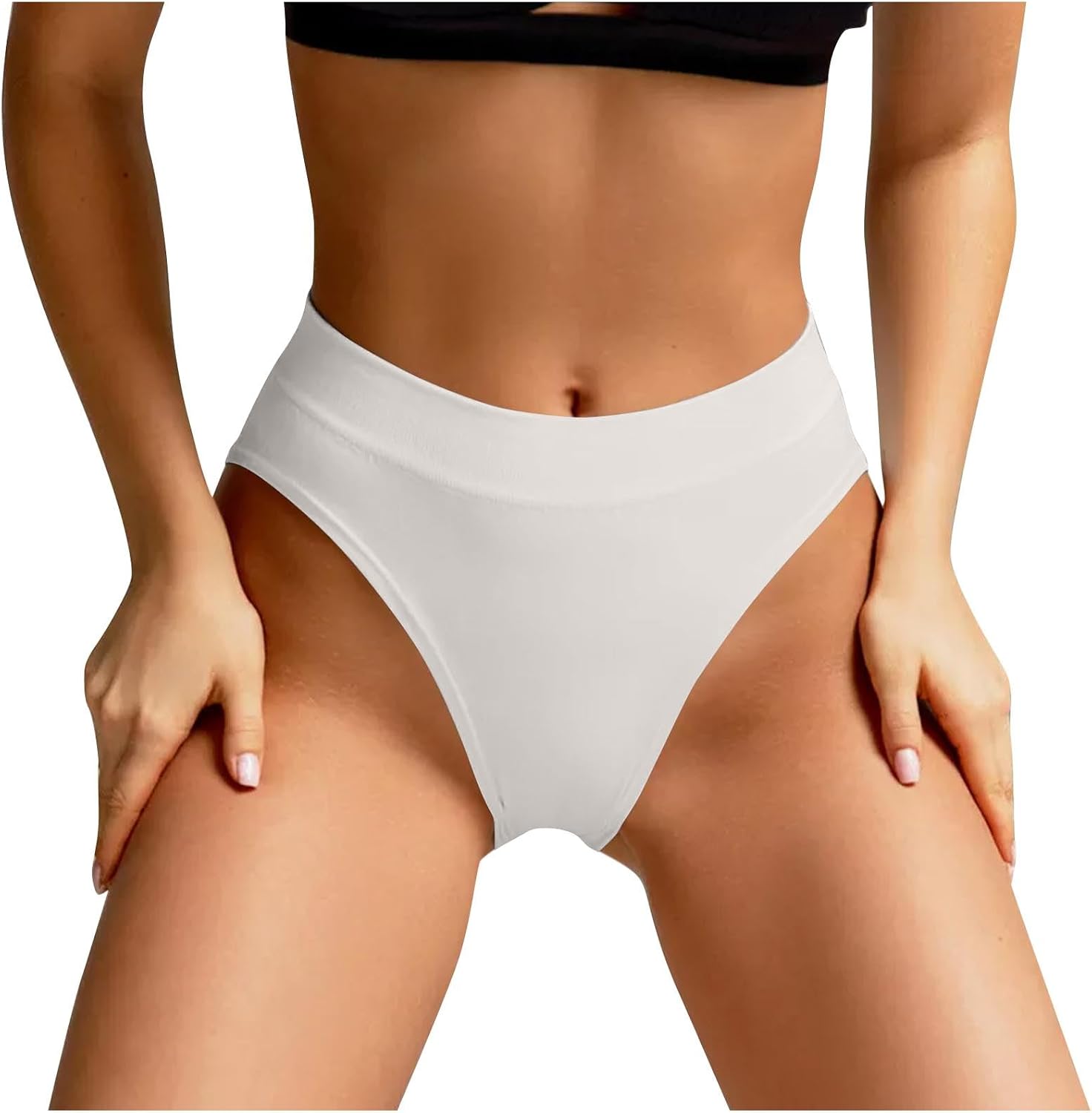 Womens Seamless High Waisted Underwear No Show Panties Sexy High Cut Hipster Cheeky Ladies Bikini Underpants