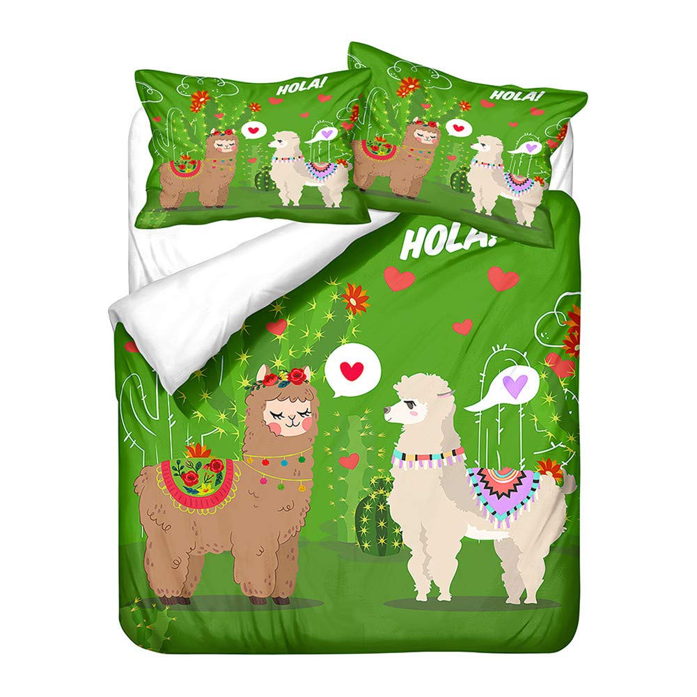 Housse de couette alpaga 3D parure de lit 3 pièces microfibre 200x200