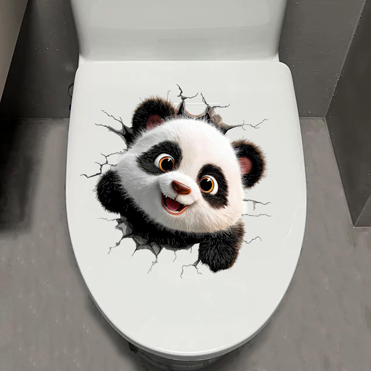 Autocollant toilettes panda 3D : masquez les défauts de vos WC