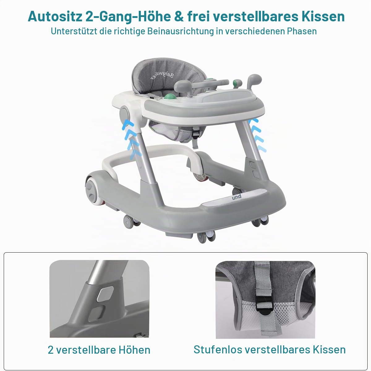 UBRAVOO 2-in-1-Lauflernhilfe, Lauflernhilfe für Kleinkinder mit herausnehmbarer Futterschale und Musikablage, faltbarer Lauflernwagen für Kinder im Alter von 6 bis 18 Monaten