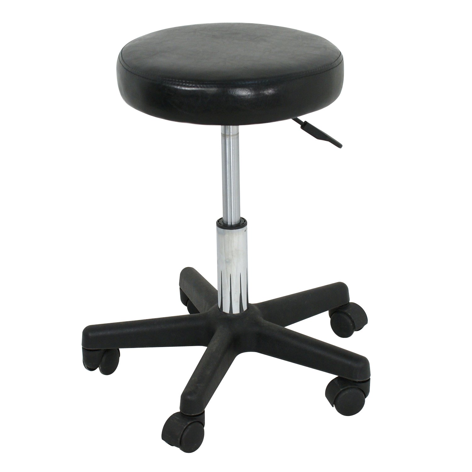 HomGarden Modern Black Height Adjustable Salon Stool Hydraulic Rolling Swivel Medical Spa Tattoo Massage Office Work Kitchen Drafting Stool Chair with Standard Cushion, PU Leather Seat