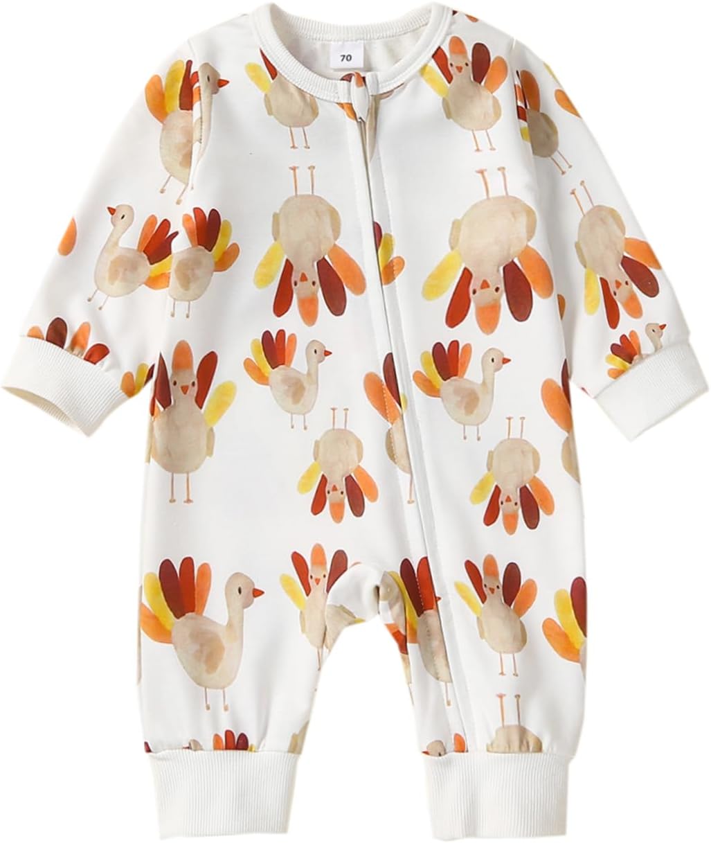 TwopumpkinHalloween Baby Boy Girl Outfit Pumpkin Long Sleeve Onesie Romper Jumpsuit Halloween Clothes Girl Boy