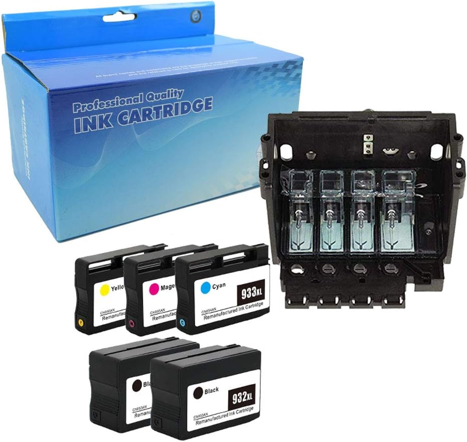 OGOUGUAN Refurbished Printhead and Compatible Ink Cartridges Replacement for HP 932 933 CB863-60133 Used with HP Officejet 6100 6600 6700 7110 7610 Printer 1PK Printhead + 5PK Ink Cartridges