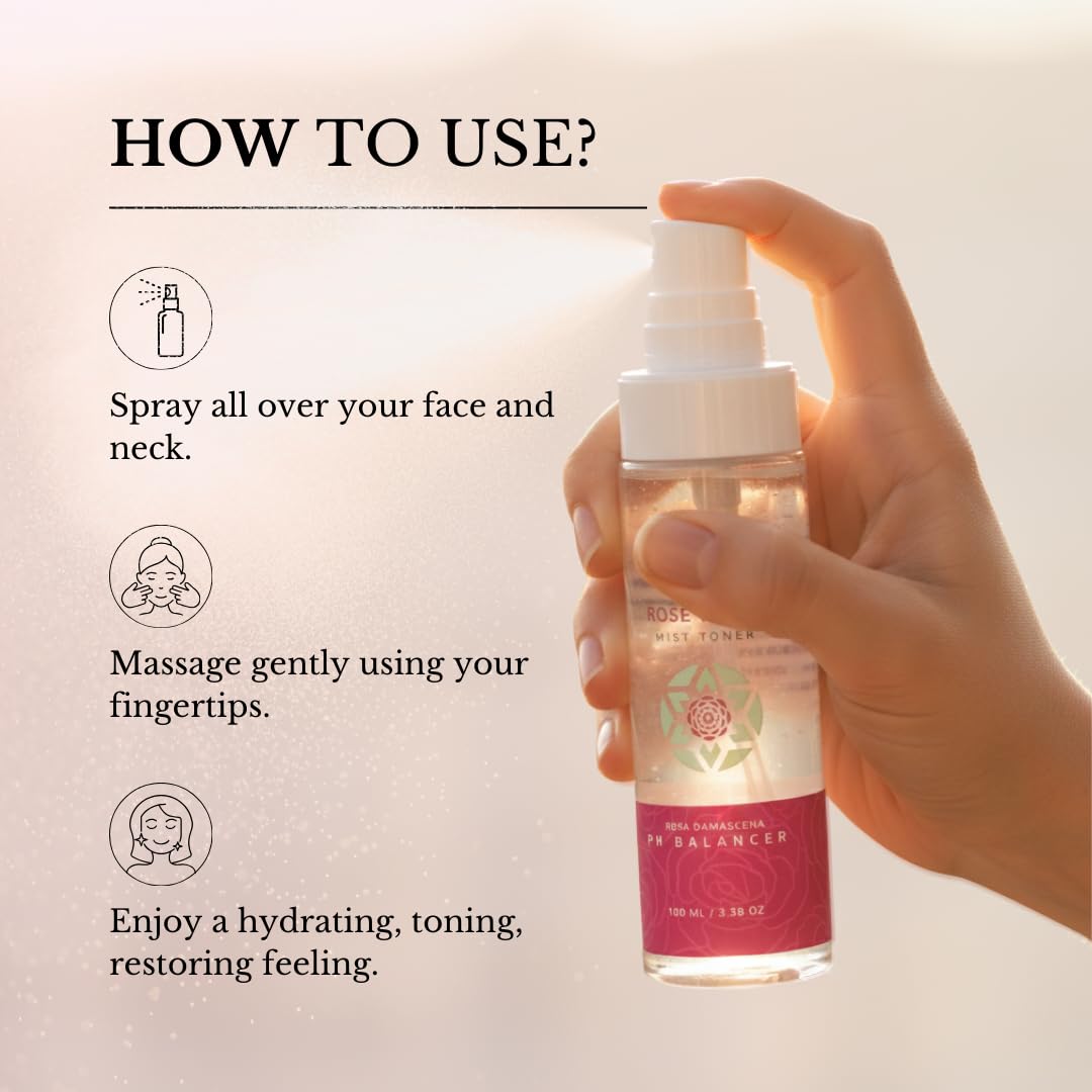 Vyom India Bulgarian Rose Water Face Toner Spray for Men & Women 100ml | For All Skin Type | Pore Tightening, Alcohol & Glycerin -Free | World's Best Premium Bulgarian Roses (Rosa Damascena) 2