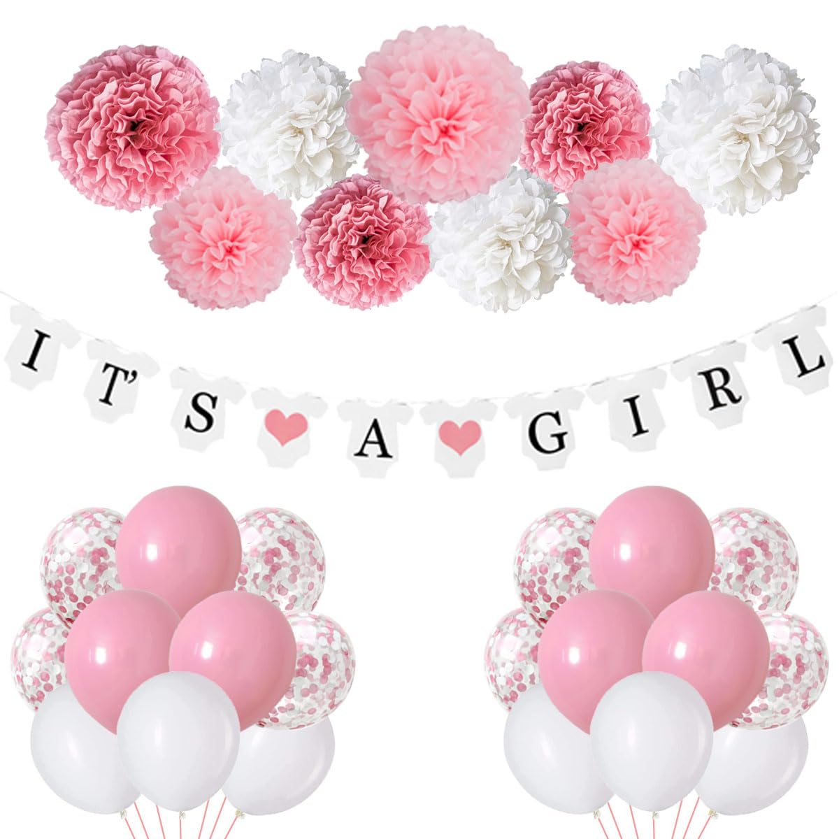 JCitimix 'It’s A Girl' Babyparty-Deko – Komplett Set In Rosa