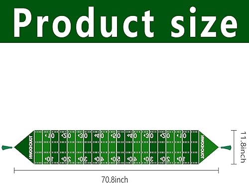Miniatura 2 de Wehhbtye Paquete de 2 caminos de mesa de fútbol para cocina, camino de mesa de 12 x 71 pulgadas, cancha de fútbol americano con borlas, camino de
