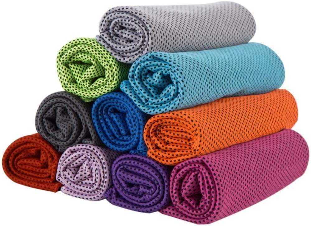 DELFINO 10 Pcs Colors Cooling Towels, Neck Reusable Chill Cool Absorbent Sports Towel for Golf Travel Gym Outdoor Sports Camping Football 30 * 80 cm,10 pack