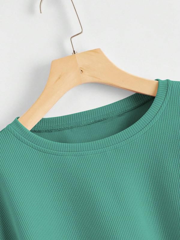 Image of DTR FASHION Women's Cotton Blend Solid Lining Solid Crop T-Shirt | Western T-Shirt for Women