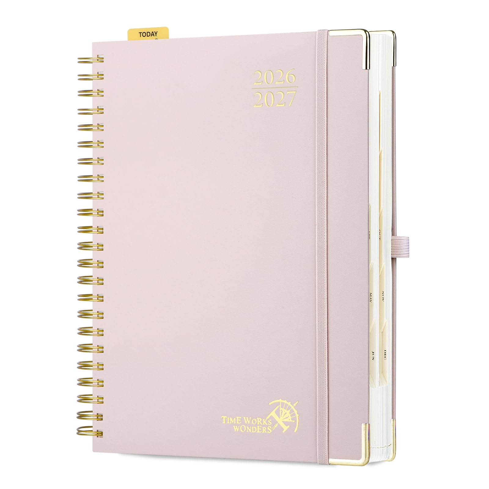 POPRUN Agenda académica diaria 2026-2027, una página por día, agenda calendario de 8.5 x 12 pulgadas, año escolar julio 2026 a junio 2027, libro de citas de tapa dura con ranuras horarias