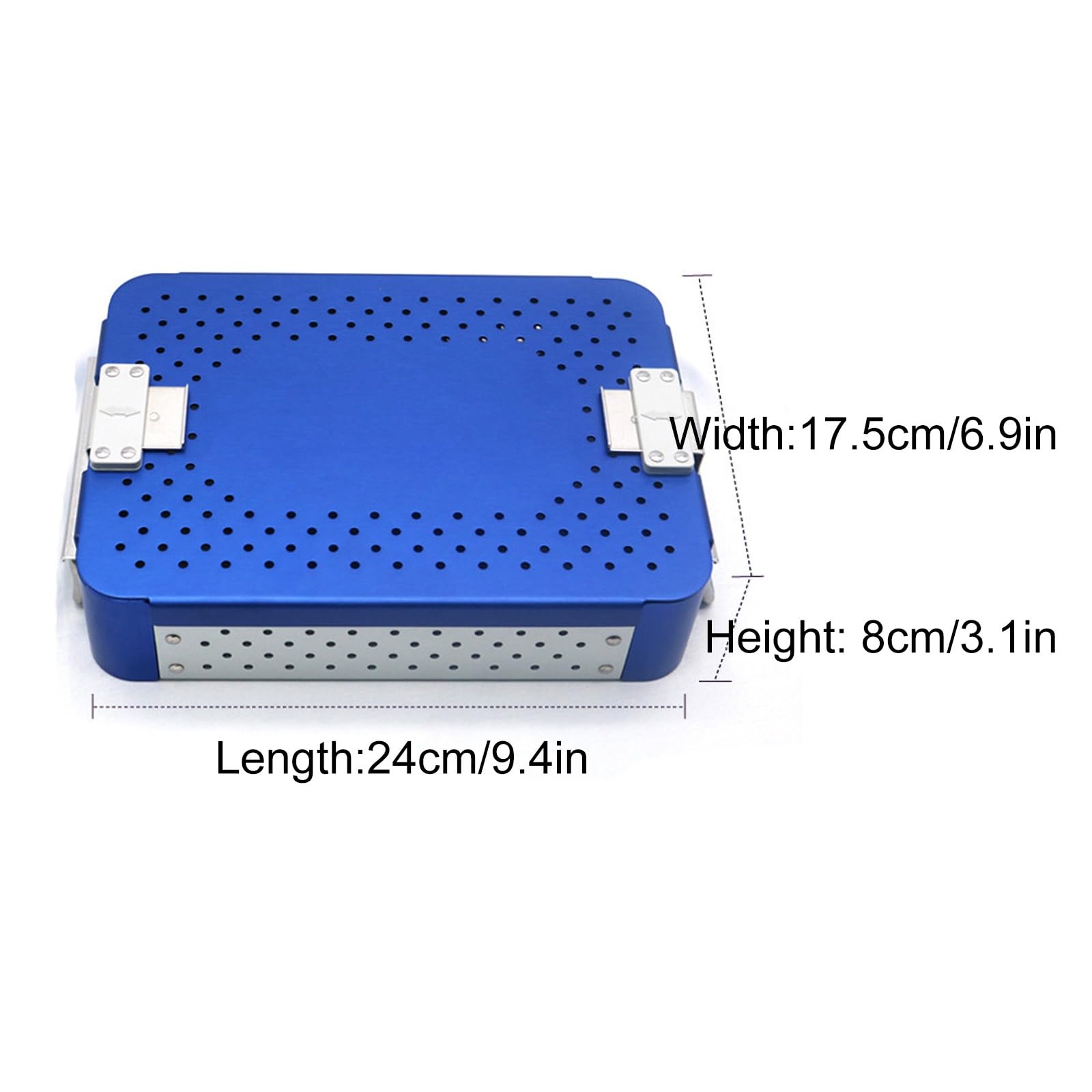 Caja Esterilización Instrumentos Médicos Aluminio con Almohadilla Silicona | Aleación de aluminio resistente, ideal para quirófanos y clínicas dentales(Blue)