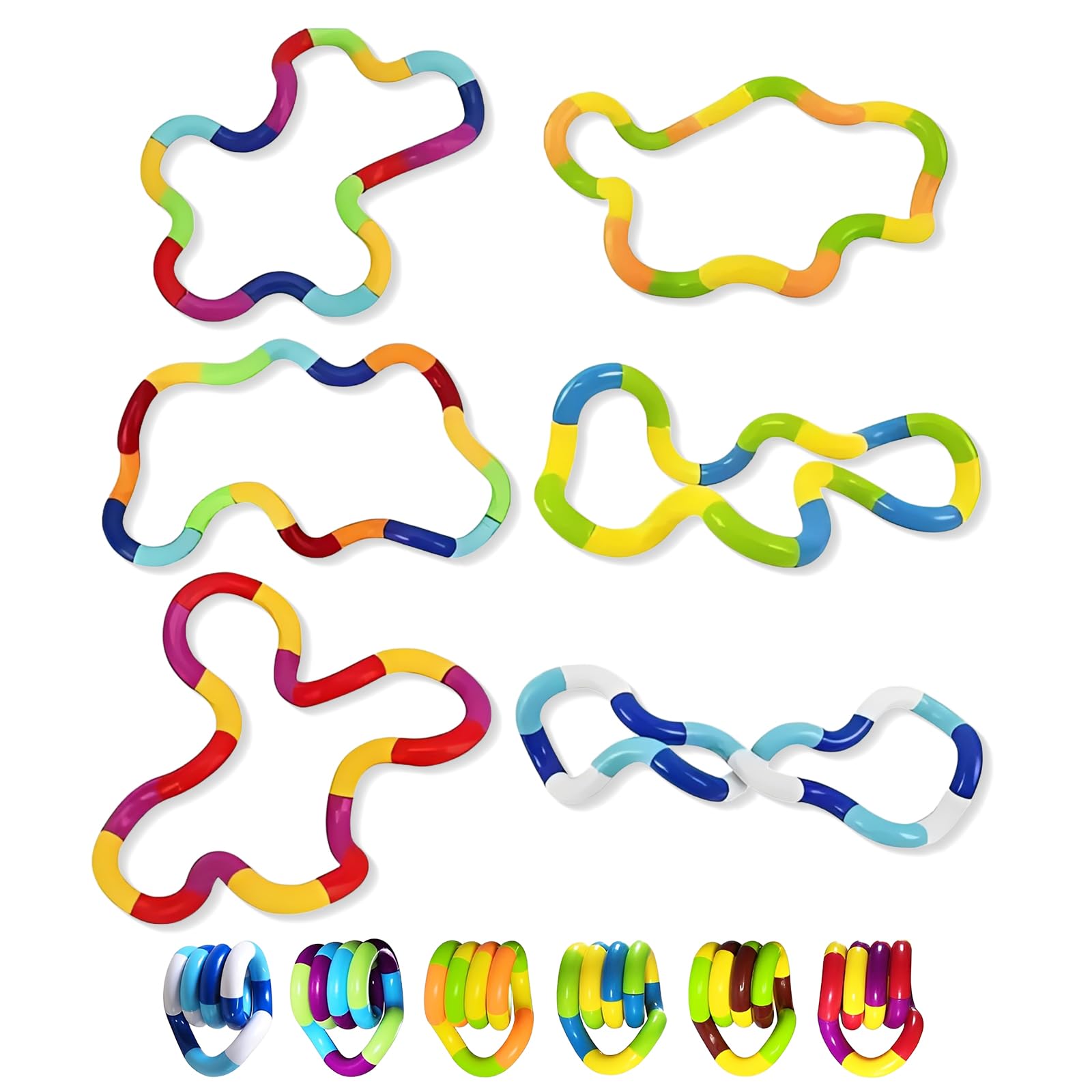 6 szt. Tangle Fidget Toy Finger Decompression Fidget Twist Relief w stresie, wyciszenie dla dzieci i dorosłych