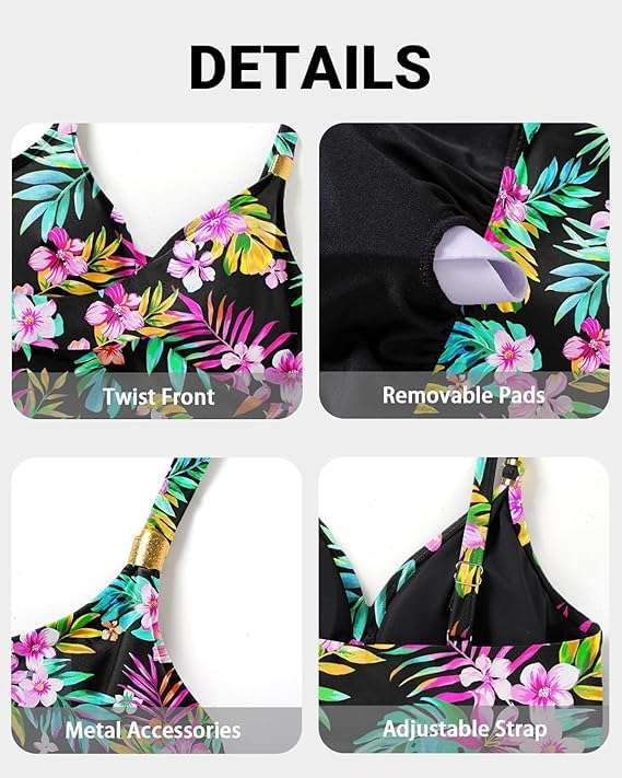 Womens Flowy Tankini Tops Only - Twist V Neck Swimsuit Top Loose Fit Bathing Suit Top Modest Swim Tops No Bottom 2025 - Image 5