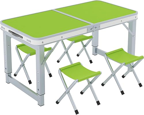 Miniatura 12 de Mesa plegable con taburete, mesa plegable de altura ajustable, picnic, campamento, al aire libre, aluminio ligero portátil, con asa de transporte