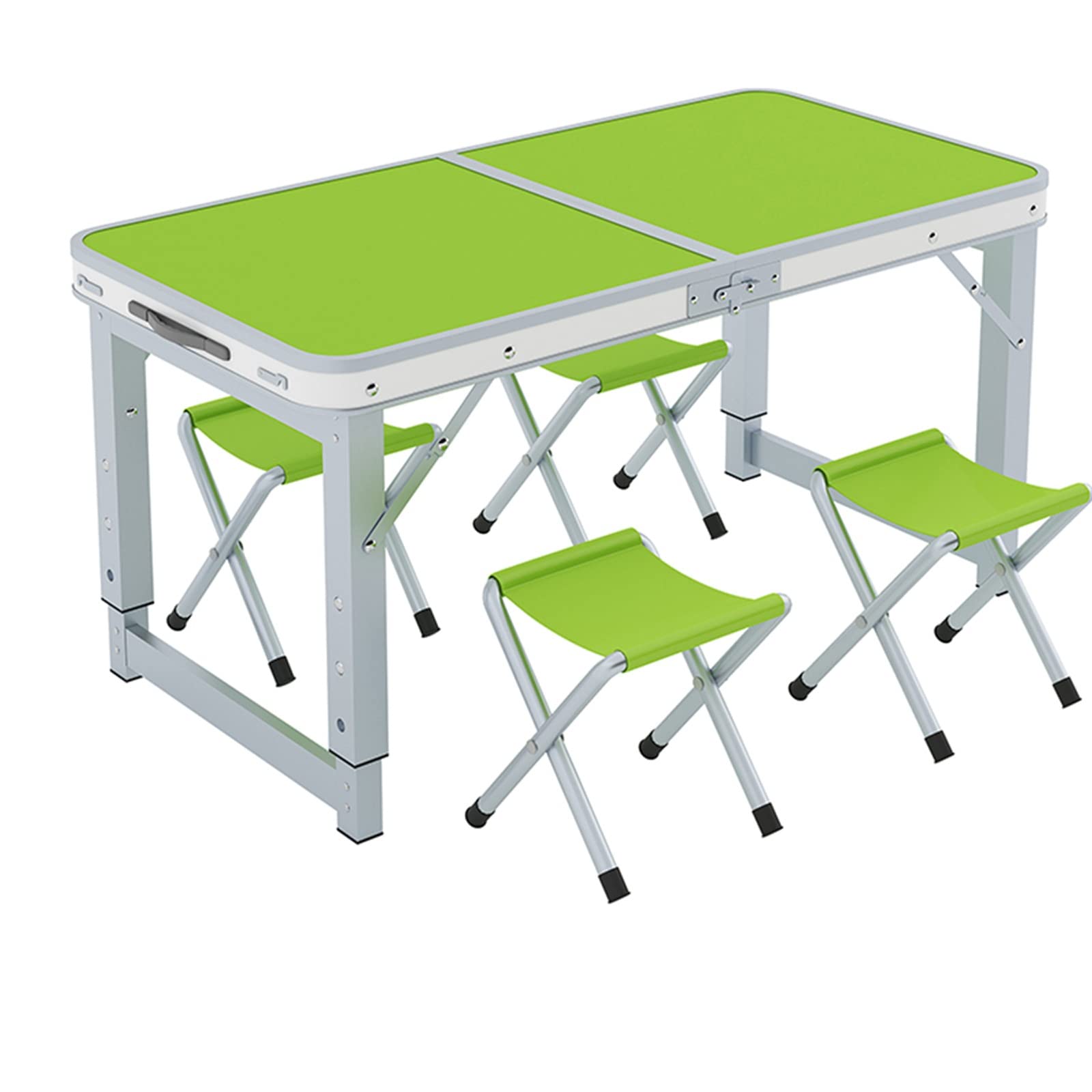 Klapptisch mit Hocker, höhenverstellbarer Klapptisch, Picknick, Camping, Outdoor, tragbares, leichtes Aluminium, mit Tragegriff for Strand, 