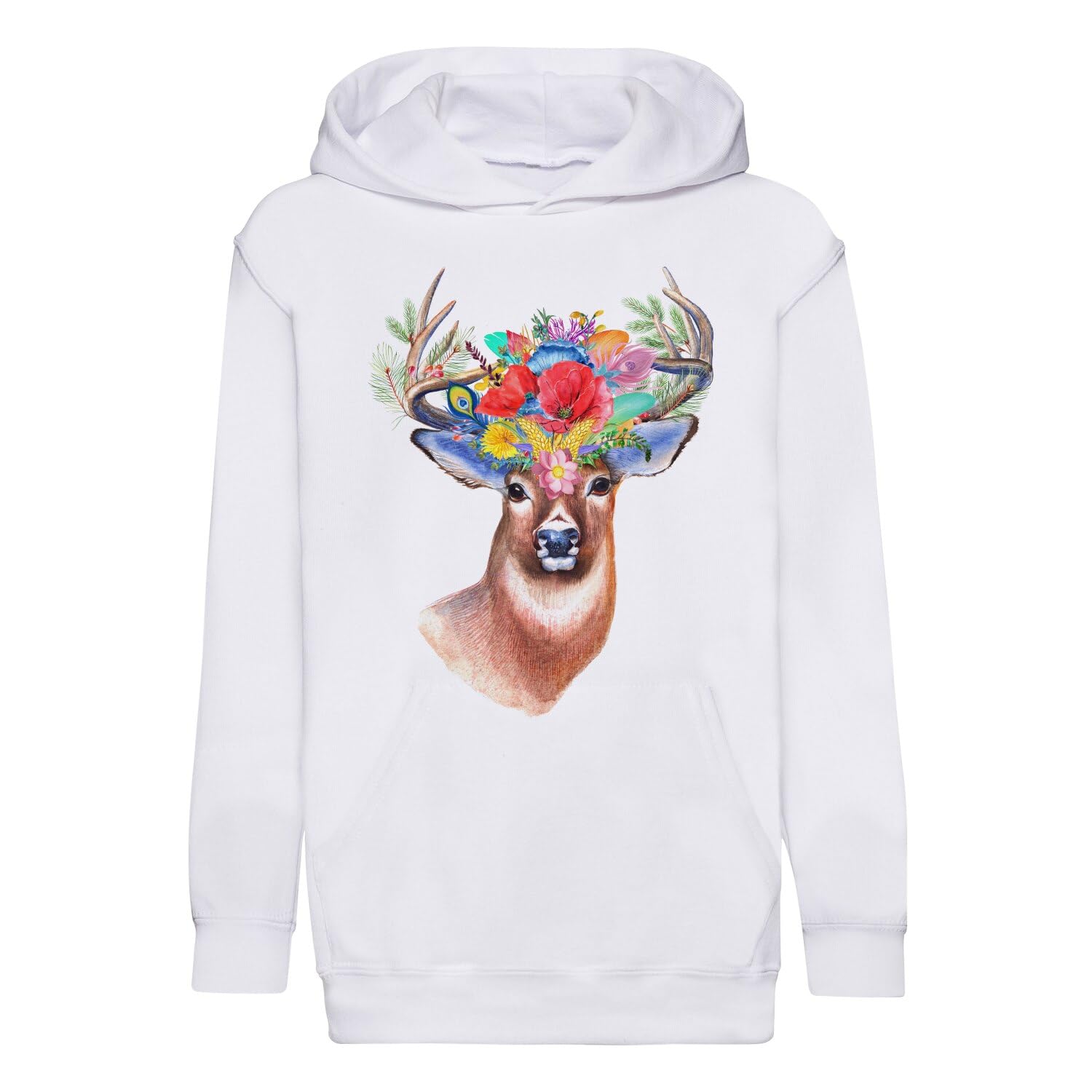 Sweat à Capuche Enfant Cerf et Fleurs en Coton Premium - 4