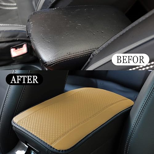 Miniatura 5 de ASUBHA Almohadilla para consola central de automóvil, funda de piel sintética para reposabrazos de automóvil, impermeable, adecuada para accesorios