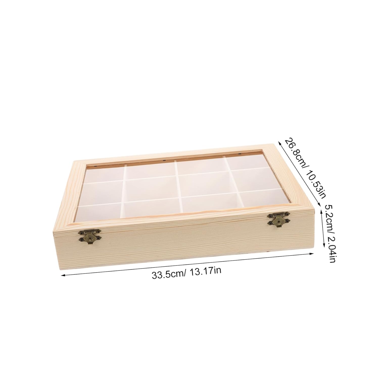 Wooden Rock Storage Box for Display Mineral Collection Case Display Case for Rocks and Minerals