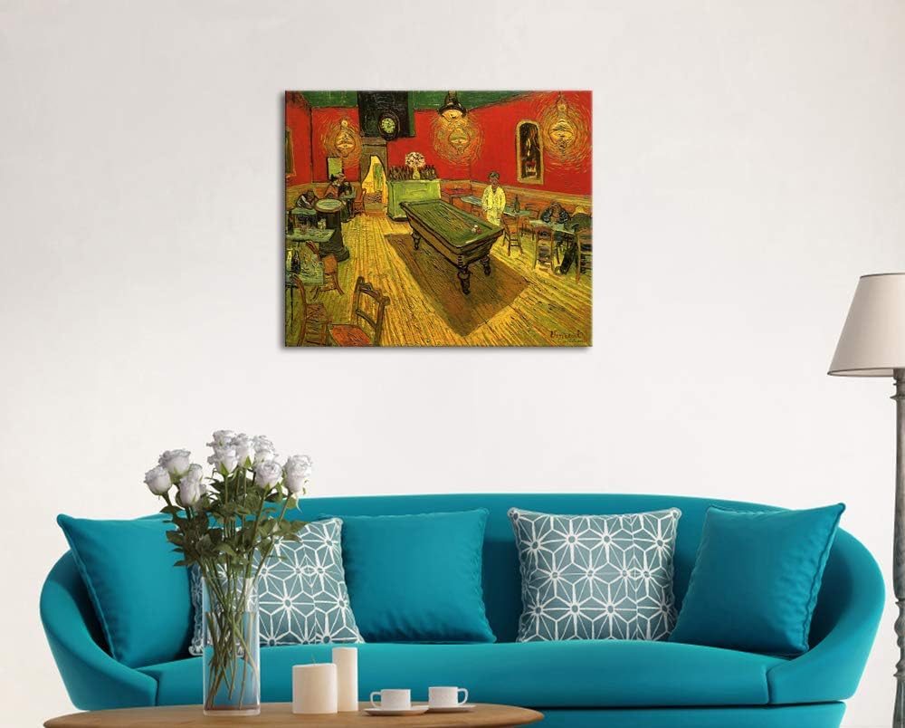 Wieco Art Large Classic Canvas Prints Wall Art The Night Cafe in the Place Lamartine in Arles by Van Gogh Famous Abstract Oil Paintings Reproduction Artwork Giclee Pictures for Home Office Decor