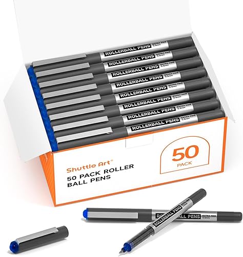 Paquete de 50 bolígrafos Shuttle Art de punta fina, 0.02 pulgadas, con tinta líquida, para escritura diaria, tomar notas, escuela y oficina, color